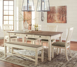 Bolanburg Antique White Dining Table with 4 Chairs and Bench by Ashley at Eve Furniture