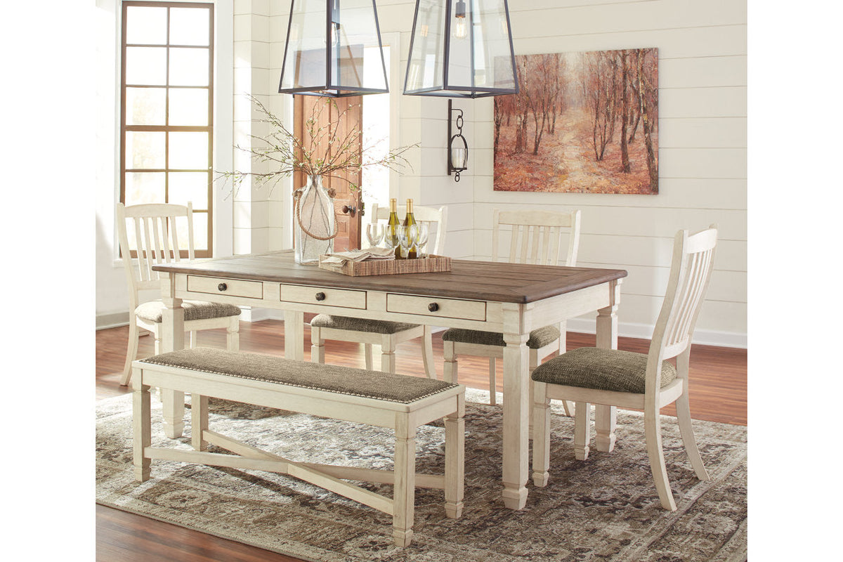 Bolanburg Antique White Dining Table with 4 Chairs and Bench by Ashley at Eve Furniture