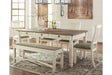 Bolanburg Antique White Dining Table with 4 Chairs and Bench by Ashley at Eve Furniture