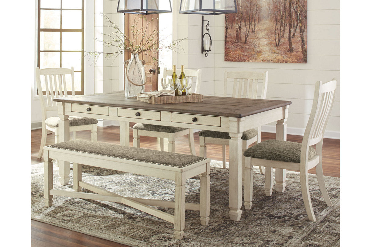 Bolanburg Antique White Dining Table with 4 Chairs and Bench by Ashley at Eve Furniture