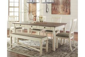 Bolanburg Antique White Dining Table with 4 Chairs and Bench by Ashley at Eve Furniture