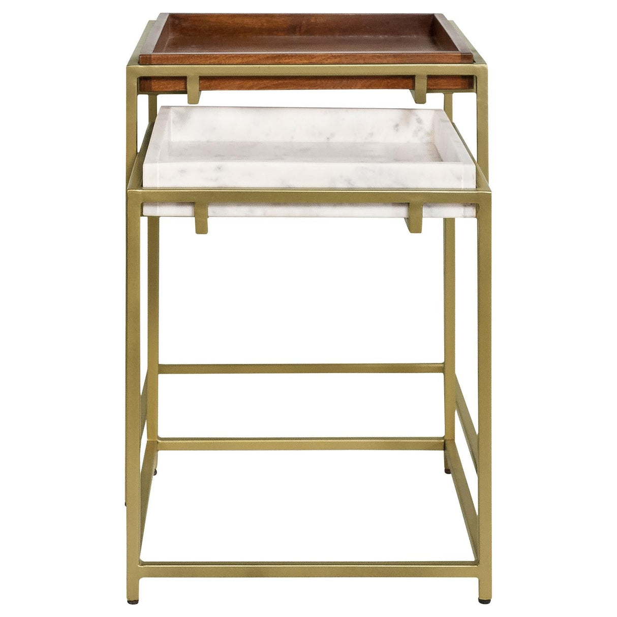 Bolden 2-Piece Square Nesting Table With Recessed Top Gold