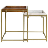 Bolden 2-Piece Square Nesting Table With Recessed Top Gold