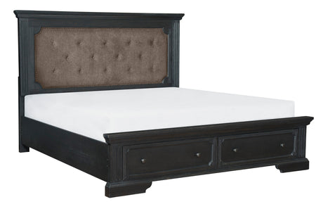Bolingbrook Wire-Brushed Charcoal California King Platform Bed with Footboard Storage by Homelegance at Eve Furniture
