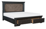 Bolingbrook Wire-Brushed Charcoal California King Platform Bed with Footboard Storage by Homelegance at Eve Furniture
