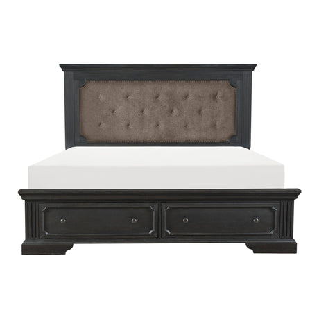 Bolingbrook Wire-Brushed Charcoal California King Platform Bed with Footboard Storage by Homelegance at Eve Furniture