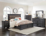 Bolingbrook Wire-Brushed Charcoal King Storage Platform Bed by Homelegance at Eve Furniture