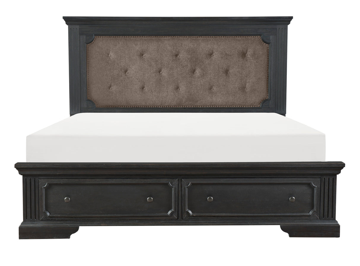 Bolingbrook Wire-Brushed Charcoal Storage Platform Bedroom Set by Homelegance at Eve Furniture
