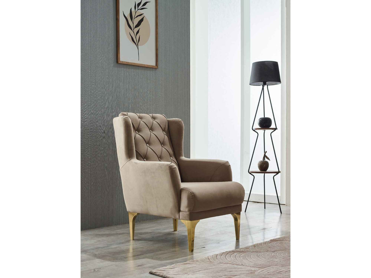 Bolivya Beige Chair with Gold Legs by Furnia at Eve Furniture