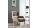 Bolivya Beige Chair with Gold Legs by Furnia at Eve Furniture