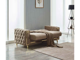 Bolivya Beige Convertible Loveseat With Gold Legs by Furnia at Eve Furniture