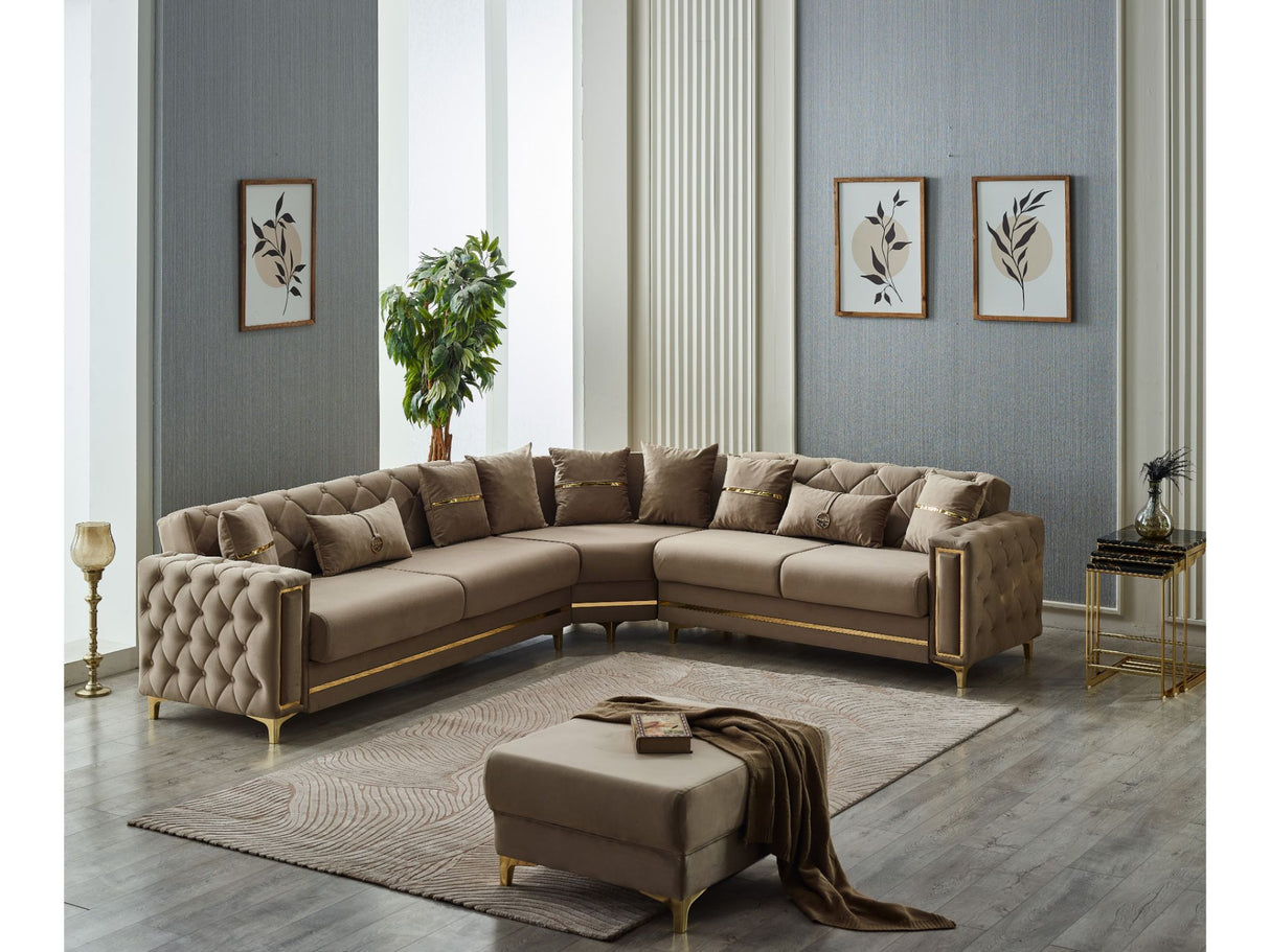 Bolivya Beige Convertible Sectional Sofa by Furnia at Eve Furniture