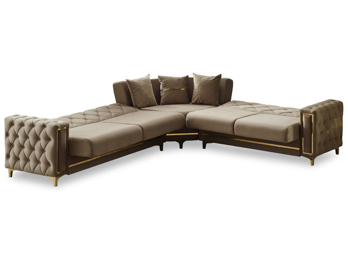 Bolivya Beige Convertible Sectional Sofa by Furnia at Eve Furniture