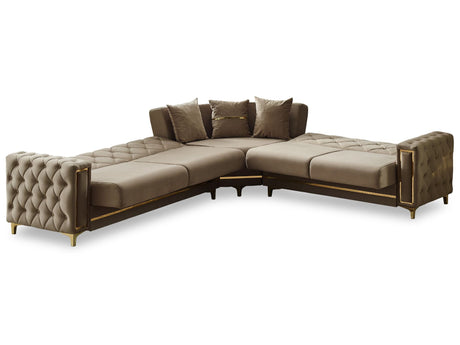 Bolivya Beige Convertible Sectional Sofa by Furnia at Eve Furniture
