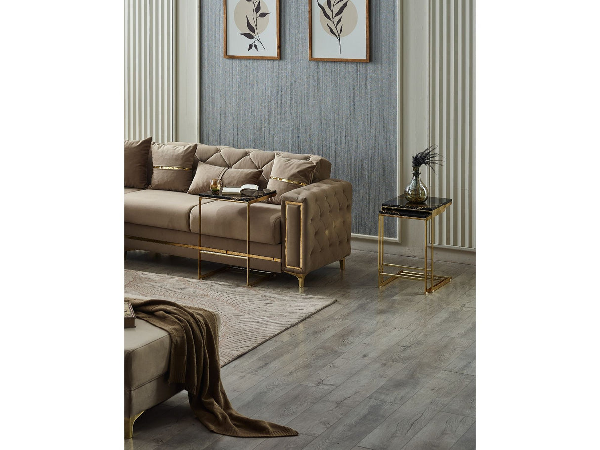 Bolivya Beige Convertible Sectional Sofa by Furnia at Eve Furniture