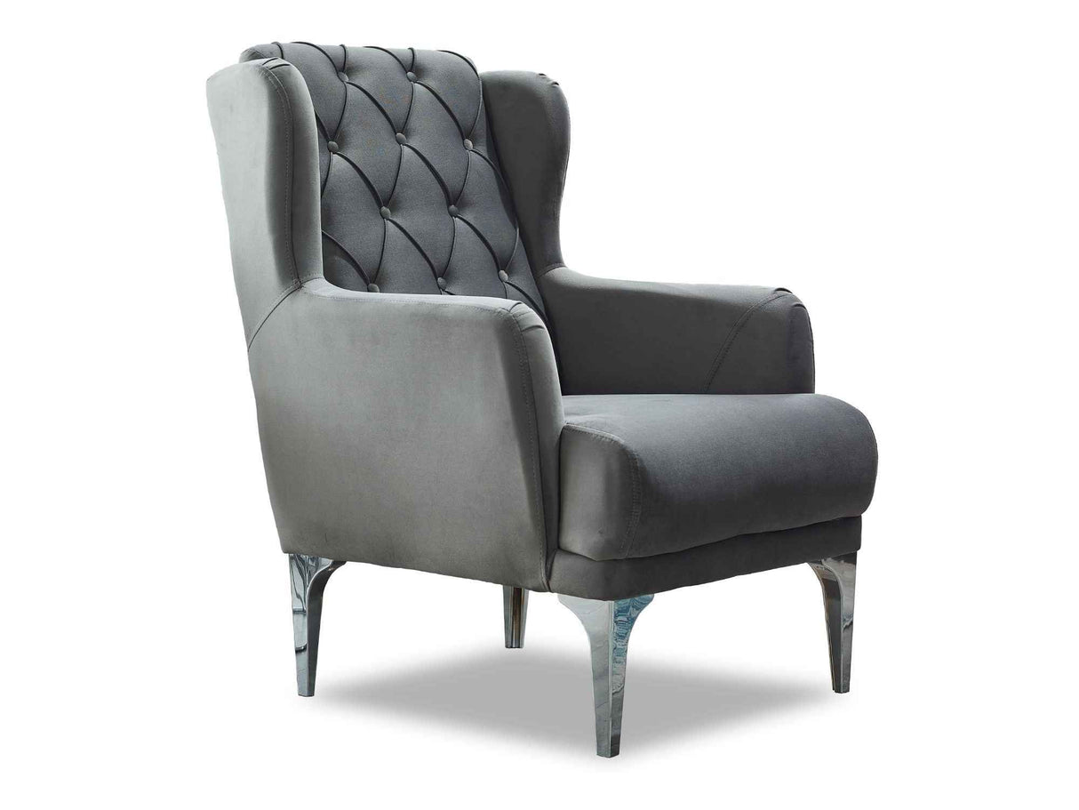 Bolivya Chair With Silver Leg Grey by Furnia at Eve Furniture
