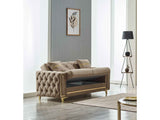 Bolivya Convertible Loveseat With Gold Legs Beige by Furnia at Eve Furniture