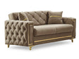 Bolivya Convertible Loveseat With Gold Legs Beige by Furnia at Eve Furniture