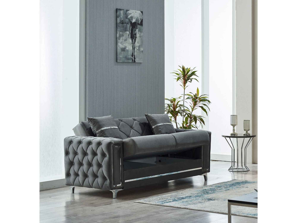 Bolivya Convertible Loveseat With Silver Legs Grey by Furnia at Eve Furniture