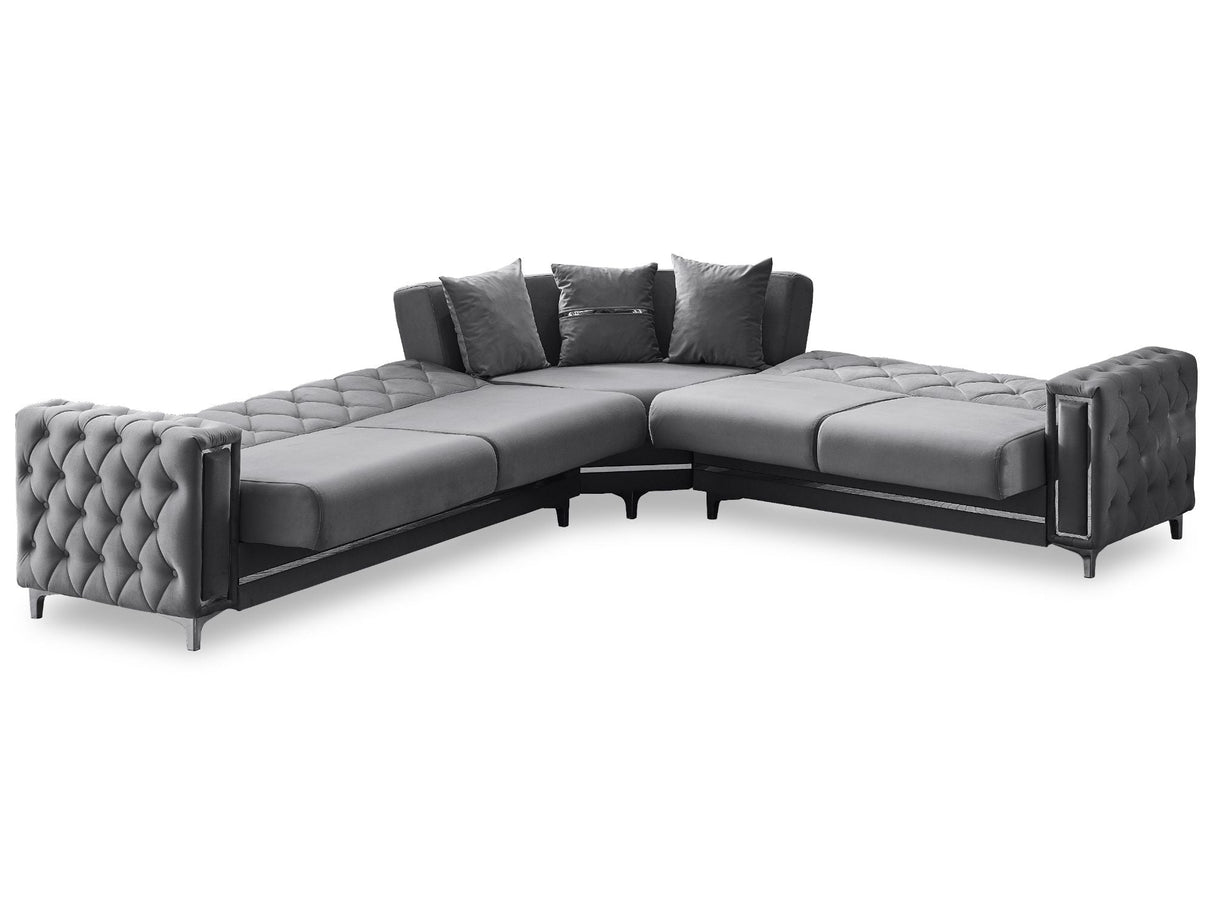 Bolivya Convertible Sectional Sofa Grey by Furnia at Eve Furniture