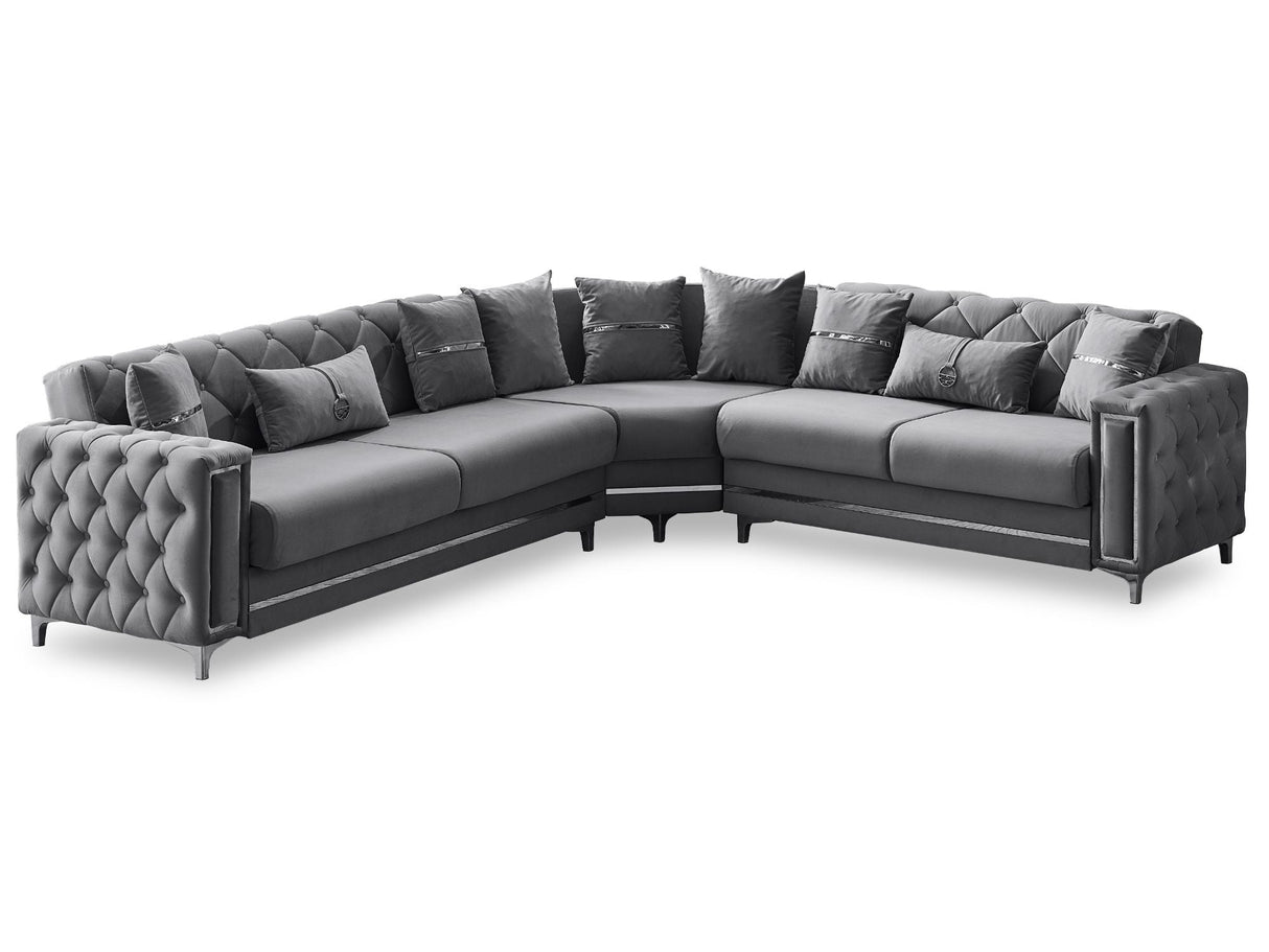 Bolivya Convertible Sectional Sofa Grey by Furnia at Eve Furniture