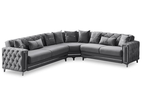 Bolivya Convertible Sectional Sofa Grey by Furnia at Eve Furniture