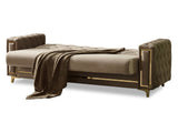 Bolivya Convertible Sofa Beige With Gold Legs by Furnia at Eve Furniture