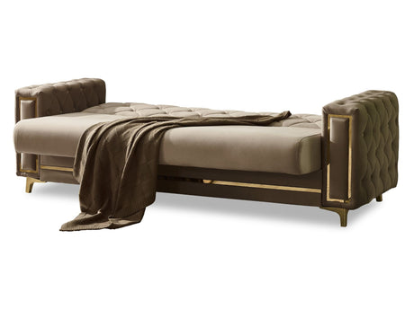 Bolivya Convertible Sofa Beige With Gold Legs by Furnia at Eve Furniture