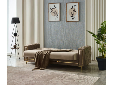 Bolivya Convertible Sofa Beige With Gold Legs by Furnia at Eve Furniture