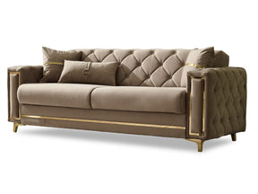 Bolivya Convertible Sofa Beige With Gold Legs by Furnia at Eve Furniture