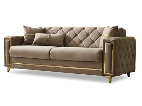Bolivya Convertible Sofa Beige With Gold Legs by Furnia at Eve Furniture