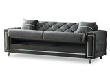 Bolivya Convertible Sofa With Silver Legs in Grey by Furnia at Eve Furniture
