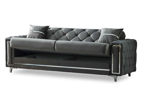 Bolivya Convertible Sofa With Silver Legs in Grey by Furnia at Eve Furniture