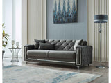 Bolivya Convertible Sofa With Silver Legs in Grey by Furnia at Eve Furniture