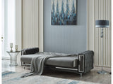 Bolivya Convertible Sofa With Silver Legs in Grey by Furnia at Eve Furniture