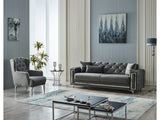 Bolivya Convertible Sofa With Silver Legs in Grey by Furnia at Eve Furniture