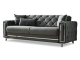 Bolivya Convertible Sofa With Silver Legs in Grey by Furnia at Eve Furniture