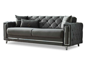 Bolivya Convertible Sofa With Silver Legs in Grey by Furnia at Eve Furniture