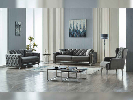 Bolivya Grey 3-pieces (Sofa & Loveseat & Chair) Living Room Set by Furnia at Eve Furniture