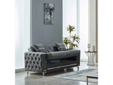 Bolivya Grey Convertible Loveseat With Silver Legs by Furnia at Eve Furniture