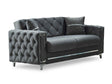 Bolivya Grey Convertible Loveseat With Silver Legs by Furnia at Eve Furniture