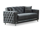 Bolivya Grey Convertible Loveseat With Silver Legs by Furnia at Eve Furniture