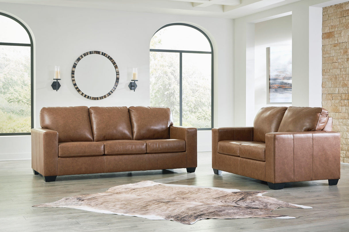 Bolsena Caramel Leather Living Room Set by Ashley at Eve Furniture