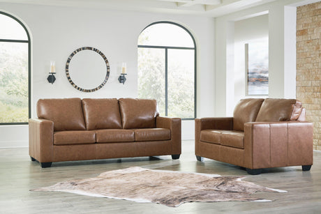 Bolsena Caramel Leather Living Room Set by Ashley at Eve Furniture