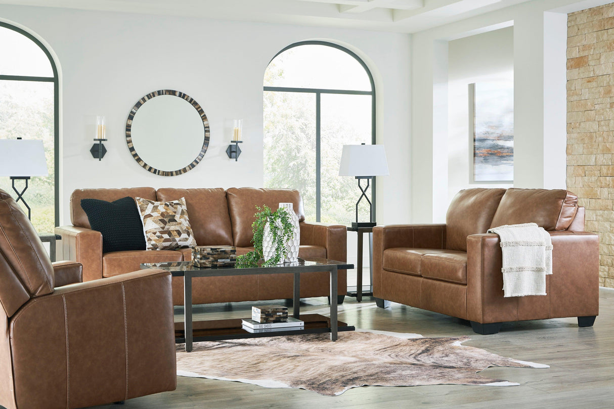 Bolsena Caramel Leather Living Room Set by Ashley at Eve Furniture