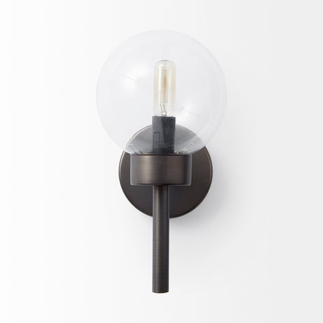 Boltern II Black Toned Glass Globe Wall Sconce by Mercana at Eve Furniture
