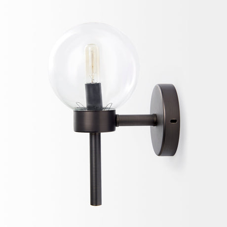Boltern II Black Toned Glass Globe Wall Sconce by Mercana at Eve Furniture