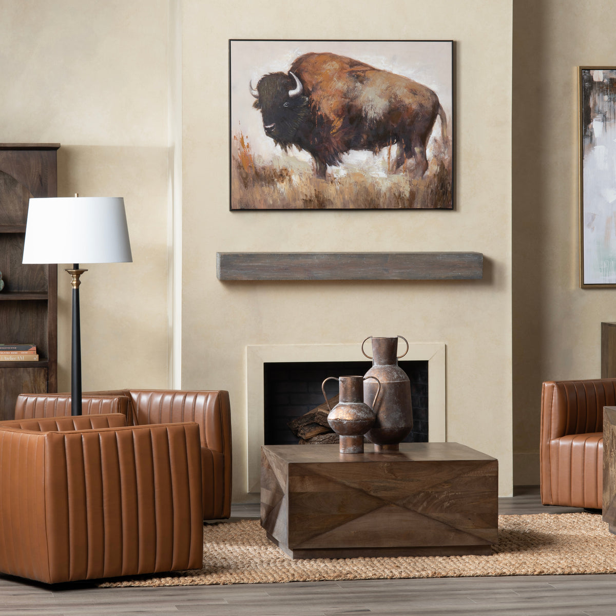 Bolting Bison Brown/Tan Canvas by Crestview at Eve Furniture