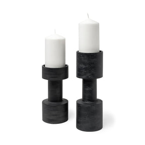 Bolton I 3.9L x 3.9W x 10.6H Black Metal Table Candle Holders by Mercana at Eve Furniture