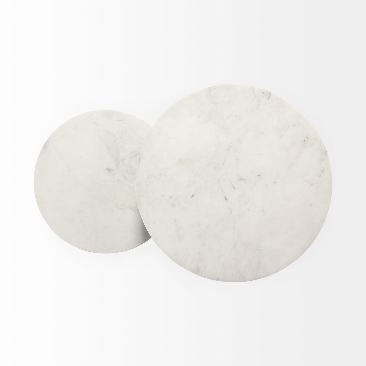 Bombola I (Small) 15L x 15W White Round Marble Top W/Black Metal Frame Accent Table by Mercana at Eve Furniture